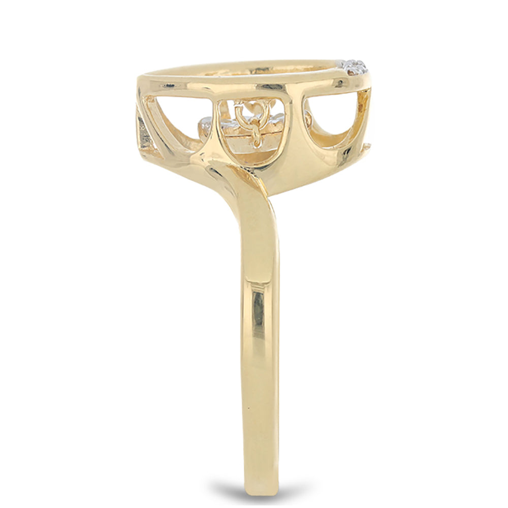 Goldplattierter Silberring mit tanzendem Diamant und weißem Topas 4 