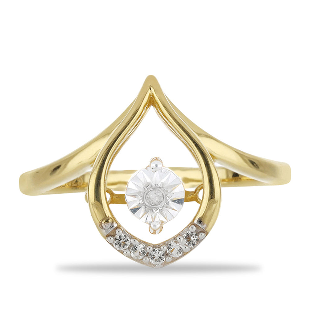 Goldplattierter Silberring mit tanzendem Diamant und weißem Topas