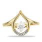 Goldplattierter Silberring mit tanzendem Diamant und weißem Topas
