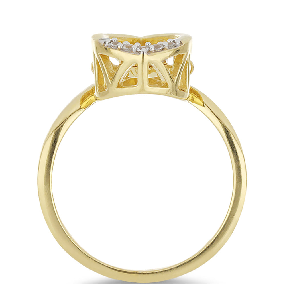 Goldplattierter Silberring mit tanzendem Diamant und weißem Topas