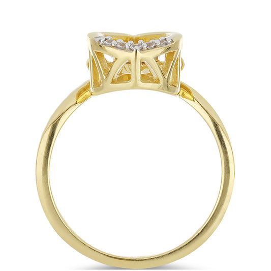 Goldplattierter Silberring mit tanzendem Diamant und weißem Topas