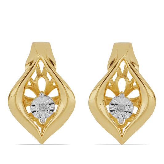 Goldplattierte Silberohrringe mit tanzendem Diamant