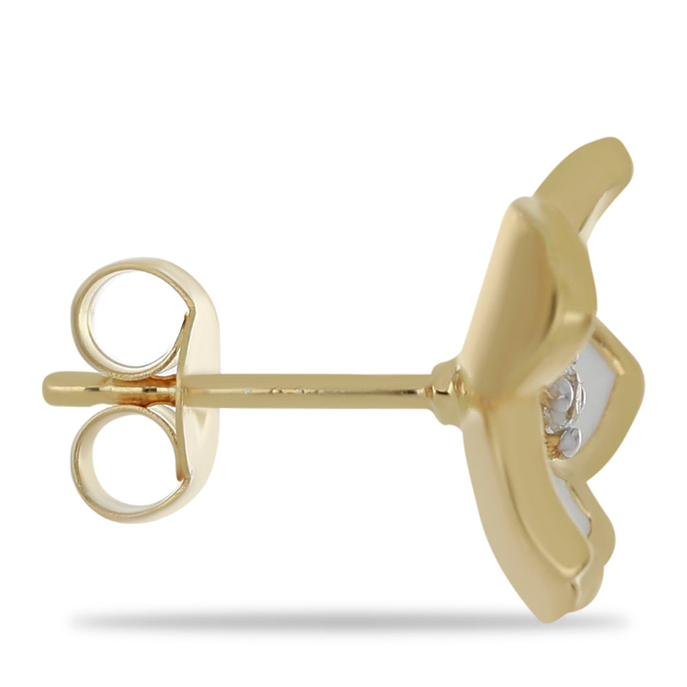 Goldplattierte Silberohrringe mit Emaille und weißem Topas