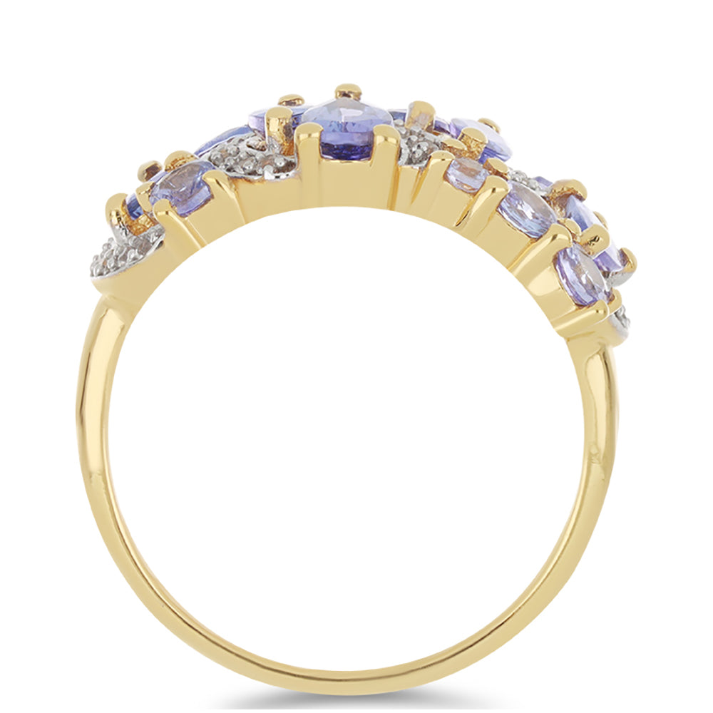 Goldplattierter Silberring mit Tansanit und weißem Topas