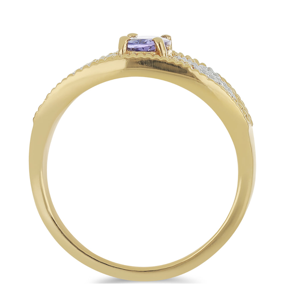 Goldplattierter Silberring mit Tansanit und weißem Topas