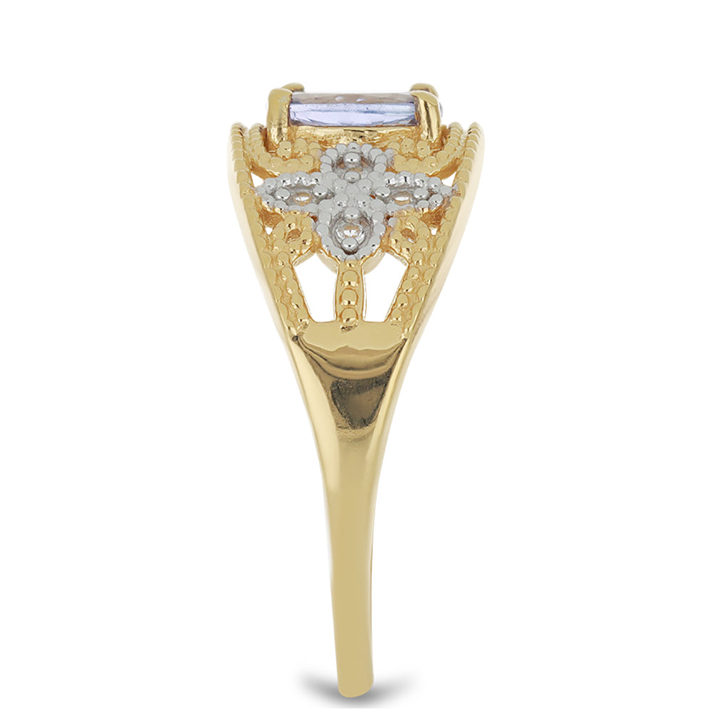 Goldplattierter Silberring mit Tansanit und weißem Topas 4 