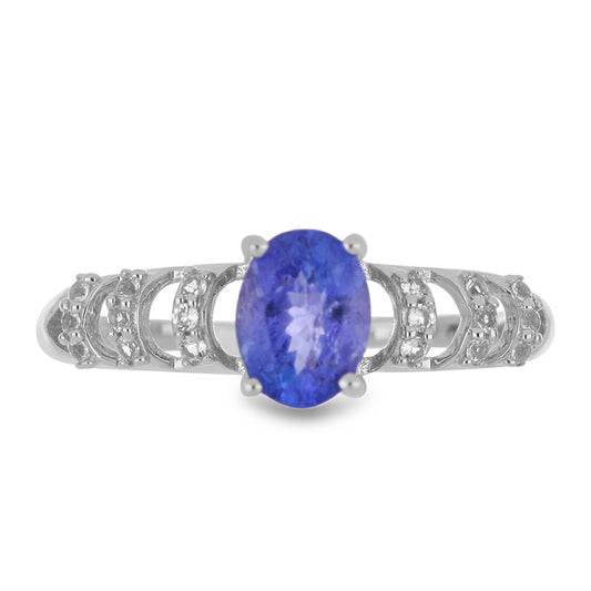 Silberring mit Tansanit und weißem Topas