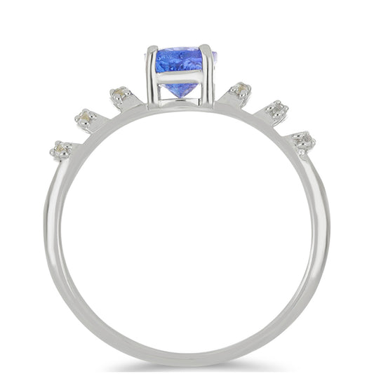 Silberring mit Tansanit und weißem Topas