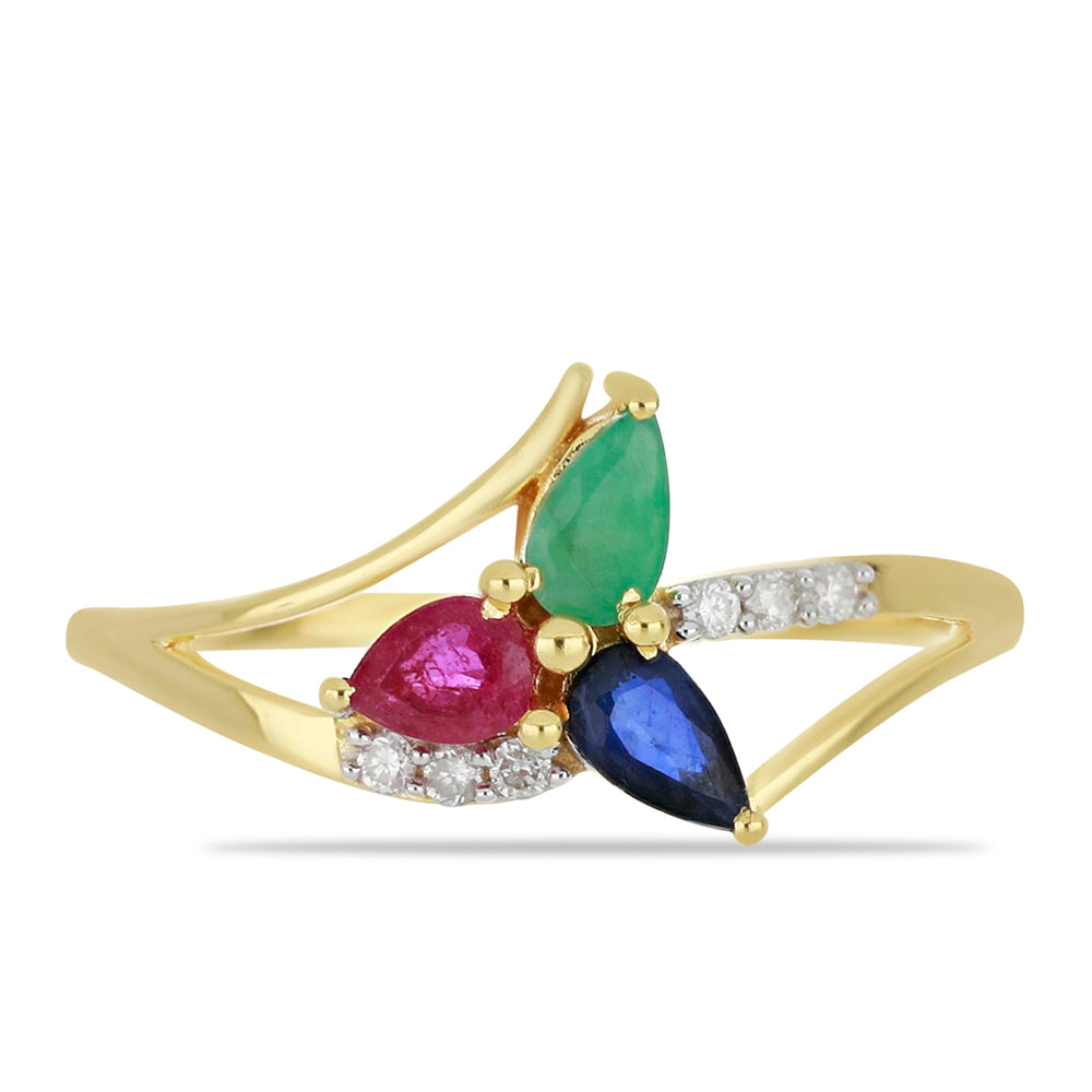 Goldring mit Rubin aus Madagaskar und brasilianischem Smaragd 1 