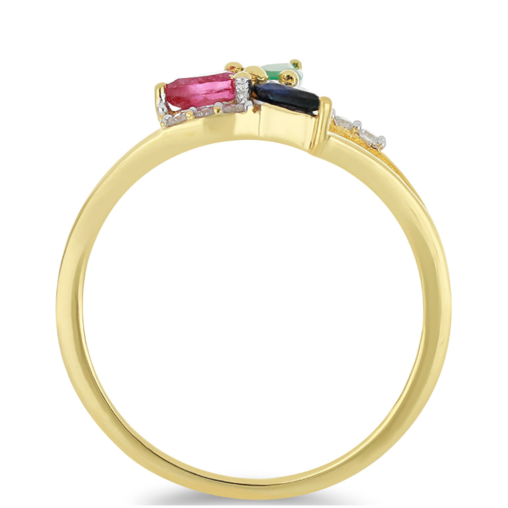 Goldring mit Rubin aus Madagaskar und brasilianischem Smaragd 2 