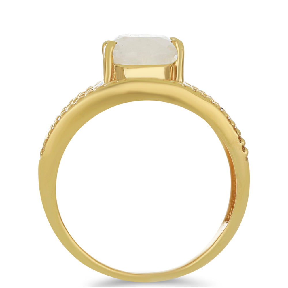 Goldplattierter Silberring mit Emaille und Regenbogenmondstein aus Grant County