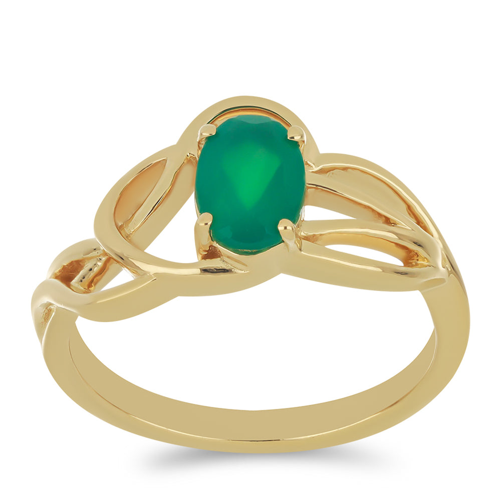 Goldplattierter Silberring mit grünem Achat