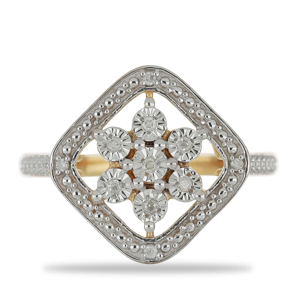 Goldplattierter Silberring mit weißem Diamant 1 