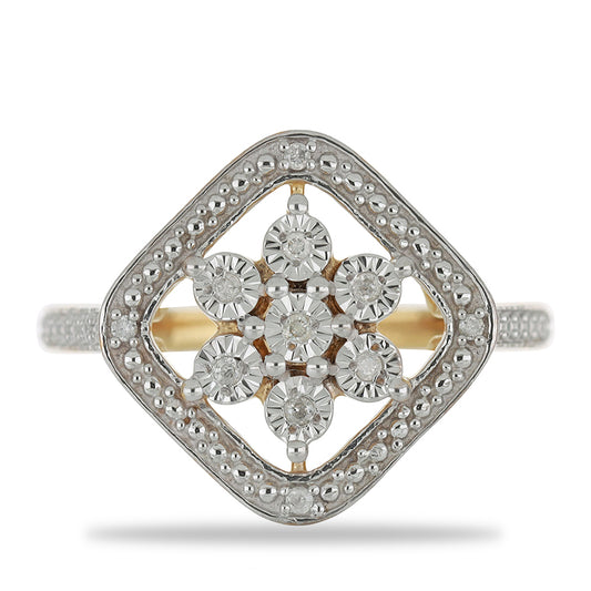 Goldplattierter Silberring mit weißem Diamant