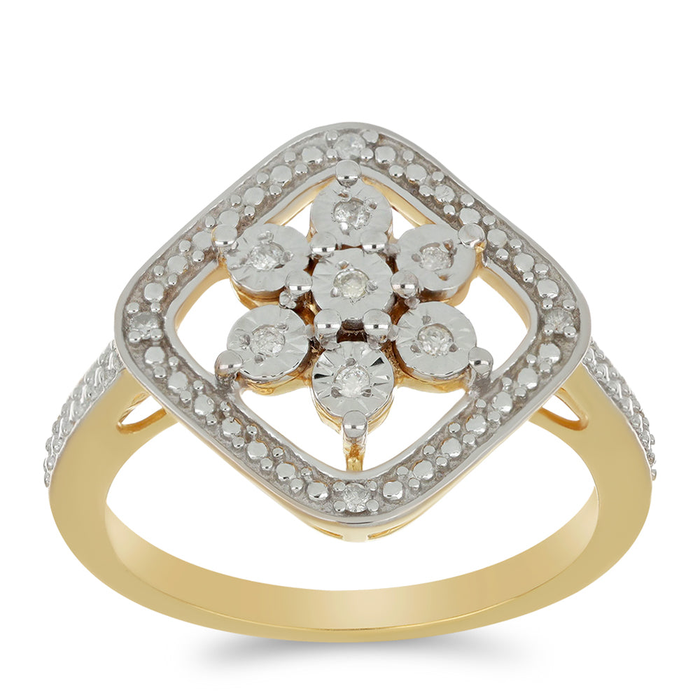 Goldplattierter Silberring mit weißem Diamant