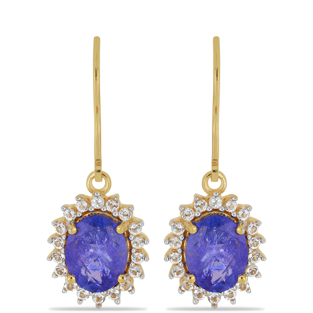 Goldplattierte Silberohrringe mit Tansanit und weißem Topas 1 