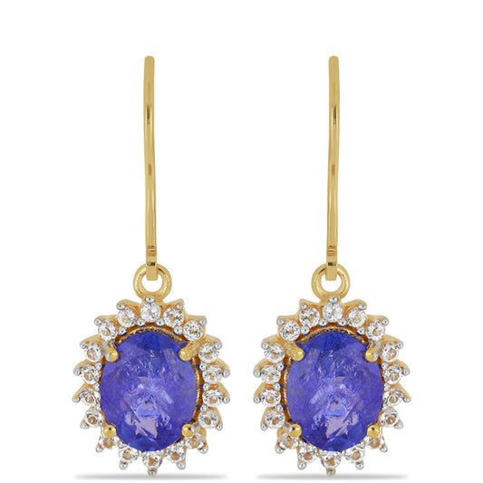 Goldplattierte Silberohrringe mit Tansanit und weißem Topas