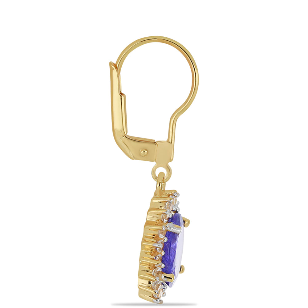 Goldplattierte Silberohrringe mit Tansanit und weißem Topas