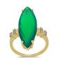 Goldplattierter Silberring mit grünem Achat und weißem Topas