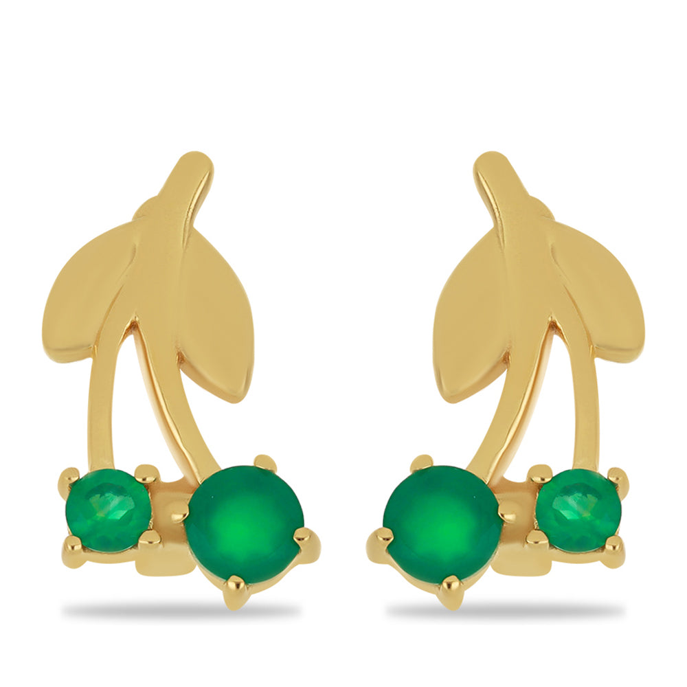 Goldplattierte Silberohrringe mit grünem Achat
