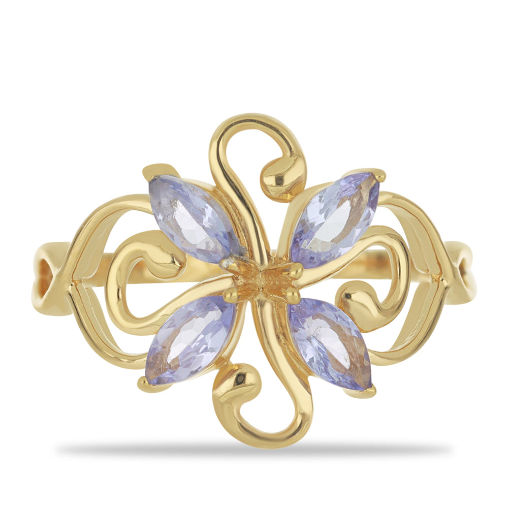 Goldplattierter Silberring mit Tansanit 1 