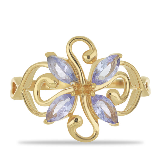 Goldplattierter Silberring mit Tansanit