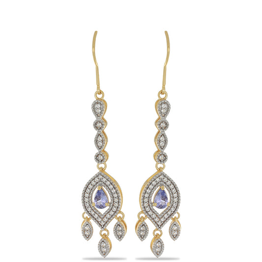 Goldplattierte Silberohrringe mit Tansanit und weißem Topas