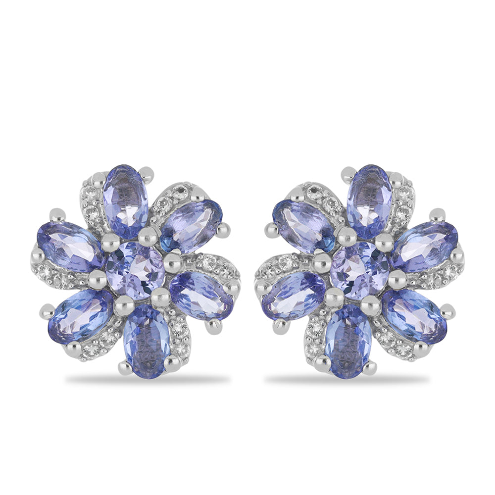 Silberohrringe mit Tansanit und weißem Topas