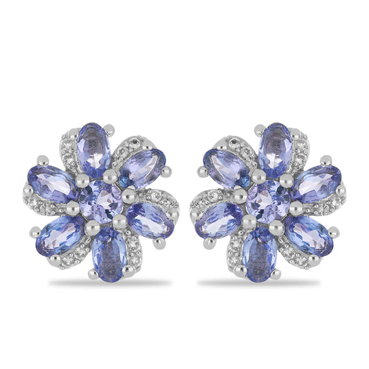 Silberohrringe mit Tansanit und weißem Topas