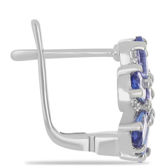 Silberohrringe mit Tansanit und weißem Topas