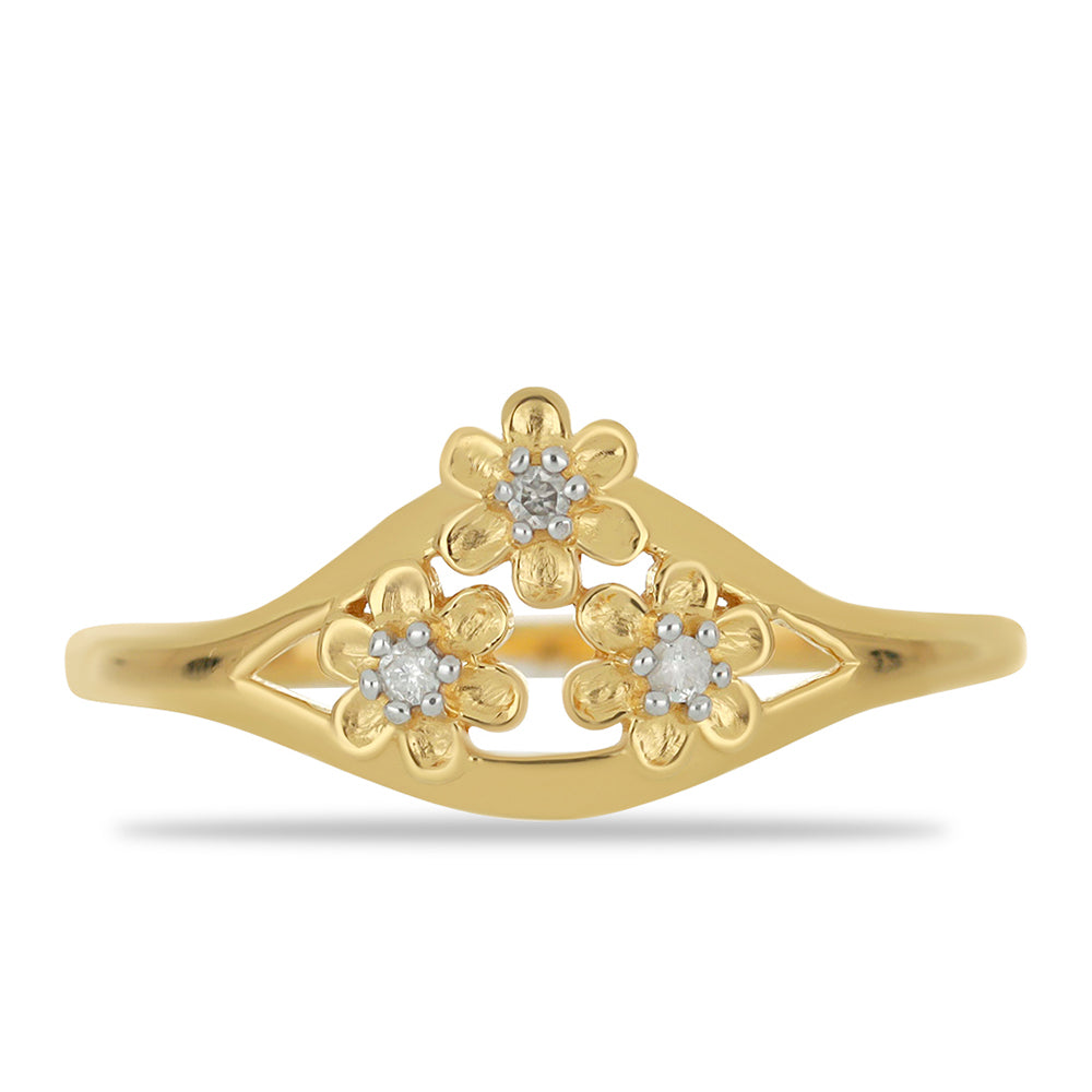 Goldplattierter Silberring mit weißem Diamant 1 