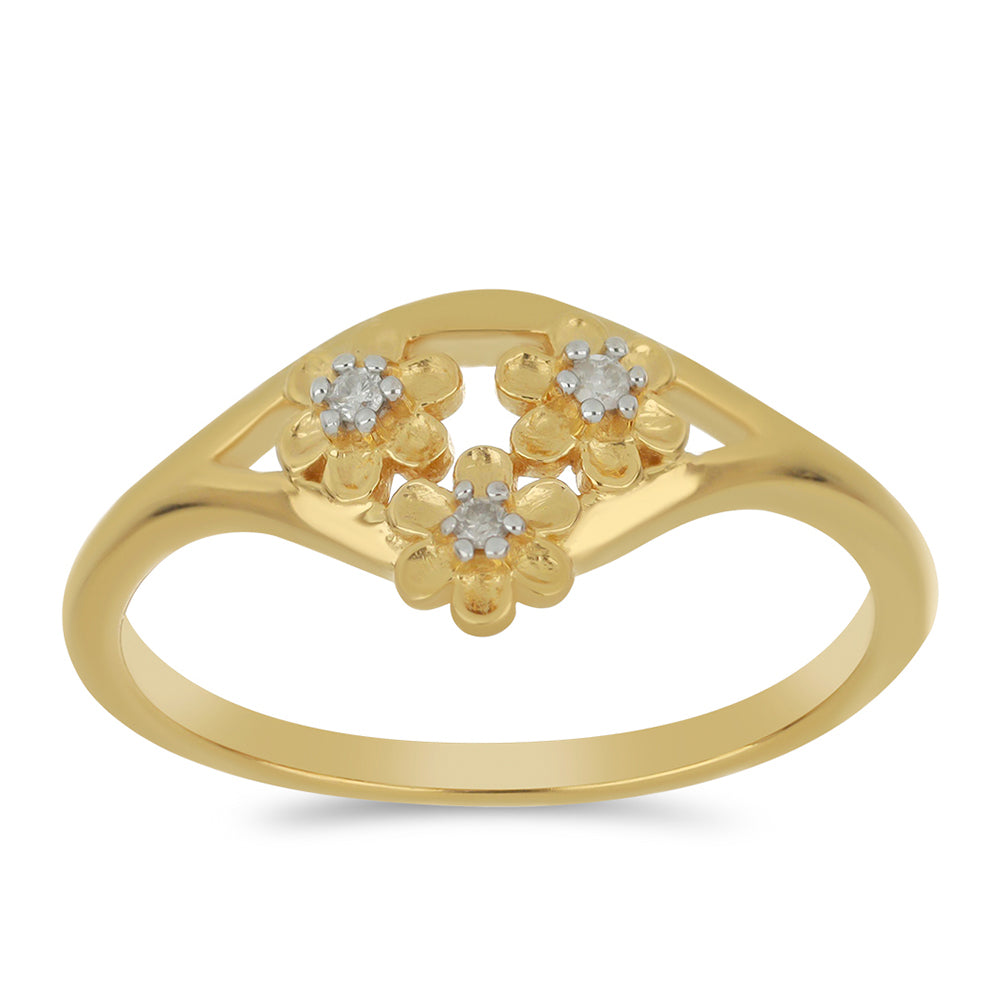 Goldplattierter Silberring mit weißem Diamant