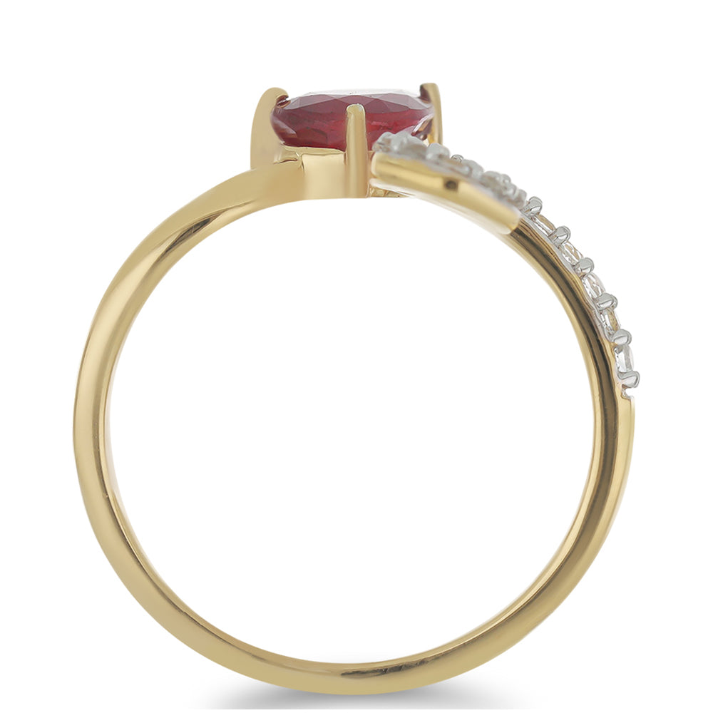 Goldplattierter Silberring mit Rubin aus Madagaskar und weißem Topas 2 