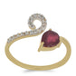 Goldplattierter Silberring mit Rubin aus Madagaskar und weißem Topas