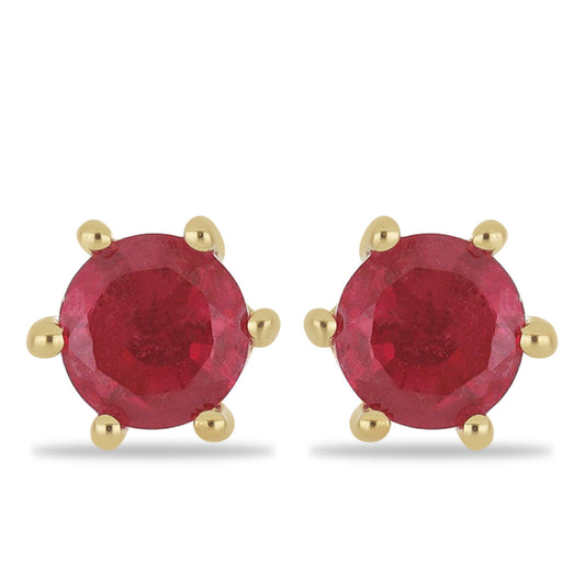 Goldplattierte Silberohrringe mit Rubin aus Madagaskar