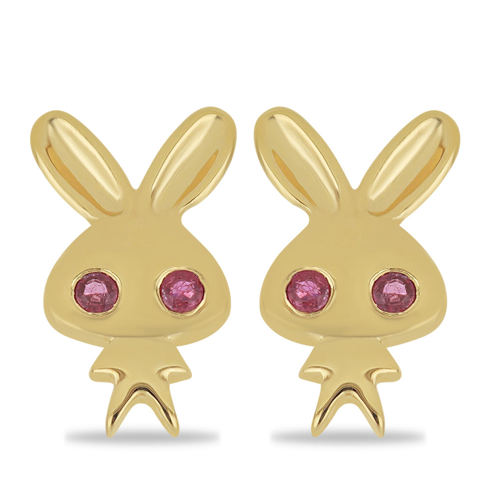 Goldplattierte Silberohrringe mit Rubin aus Madagaskar
