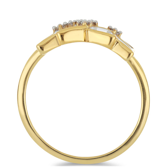 Goldplattierter Silberring mit Emaille und weißem Topas