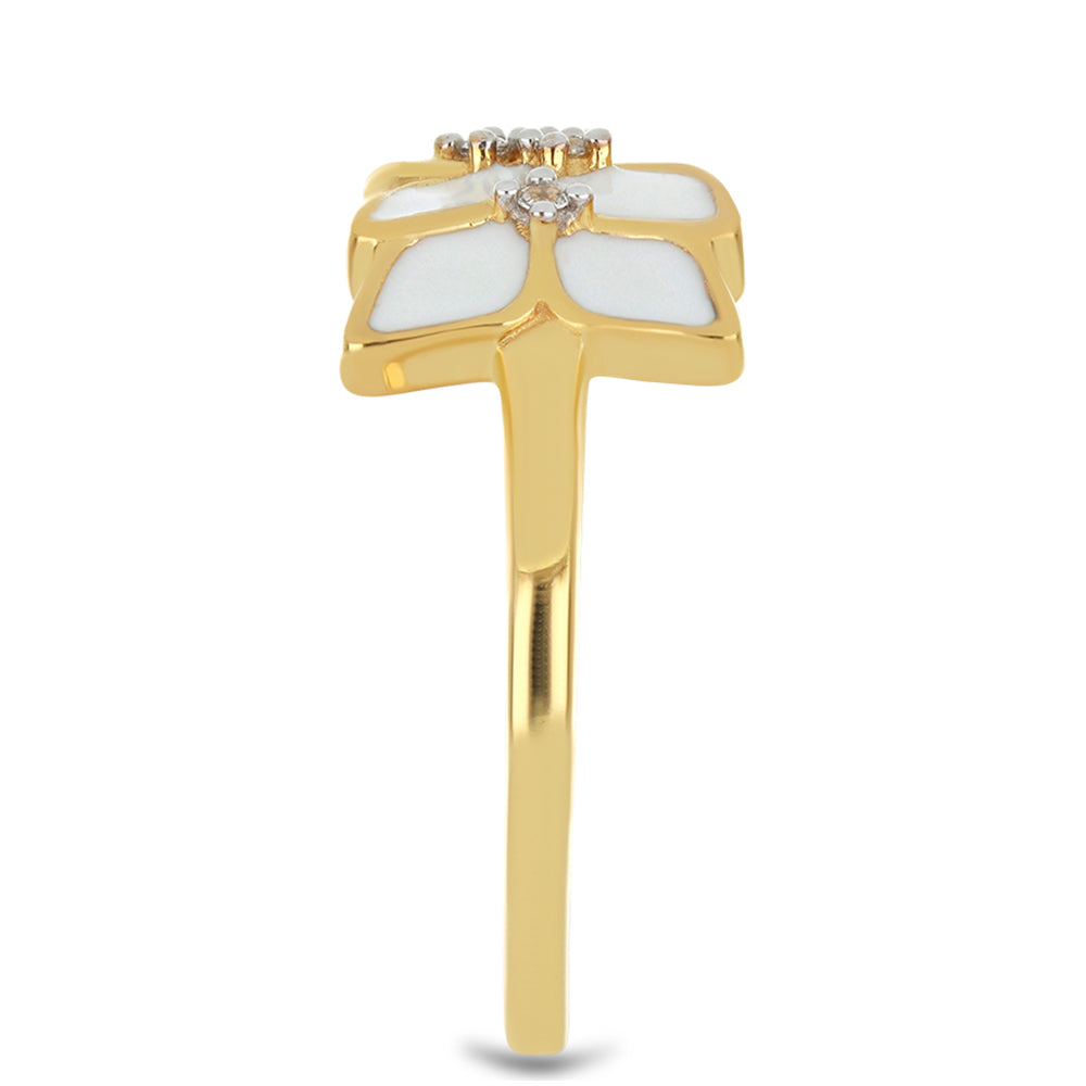 Goldplattierter Silberring mit Emaille und weißem Topas 4 