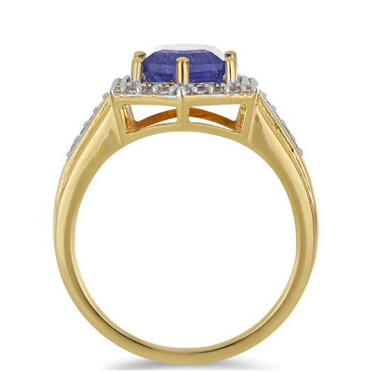 Goldplattierter Silberring mit Tansanit und weißem Topas