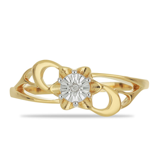 Goldplattierter Silberring mit weißem Diamant