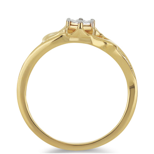 Goldplattierter Silberring mit weißem Diamant