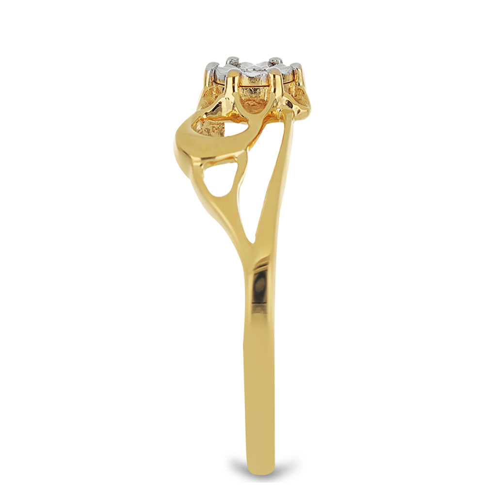 Goldplattierter Silberring mit weißem Diamant