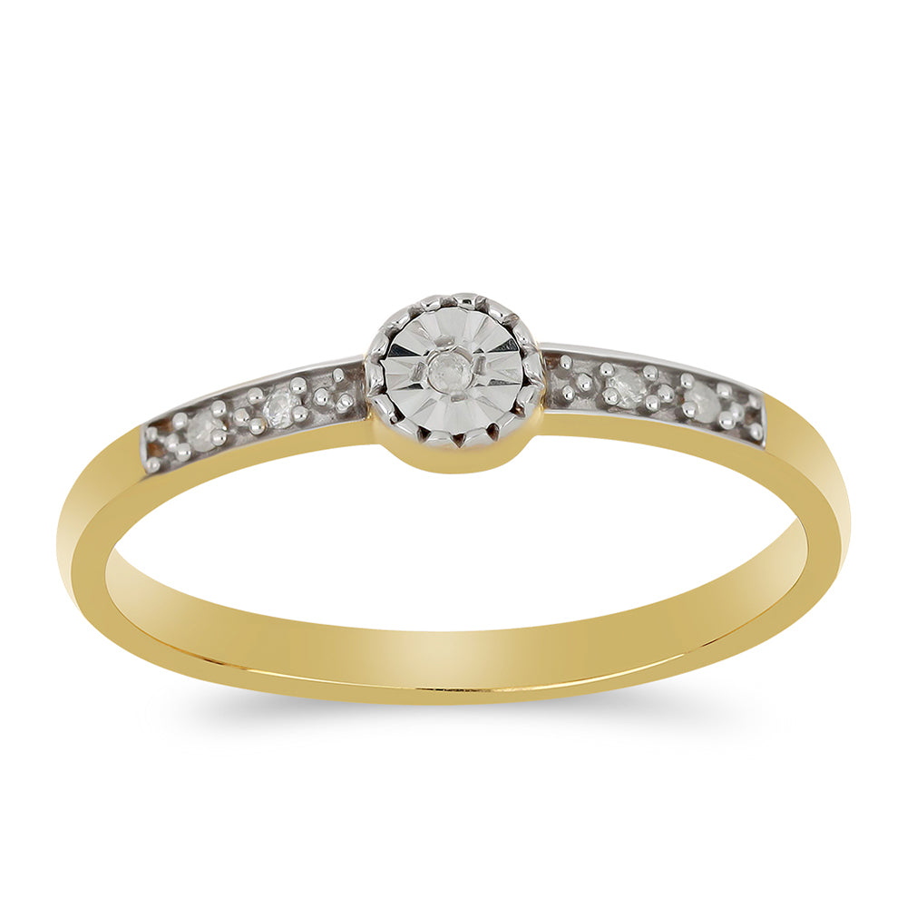 Goldplattierter Silberring mit weißem Diamant 3 