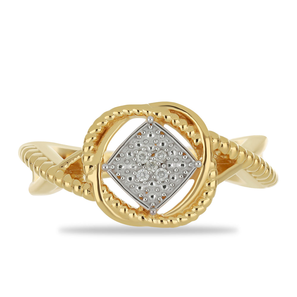 Goldplattierter Silberring mit weißem Diamant 1 