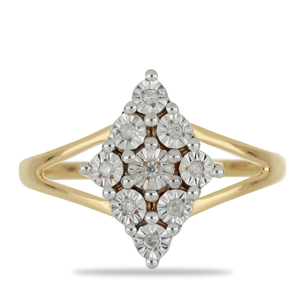 Goldplattierter Silberring mit weißem Diamant 1 