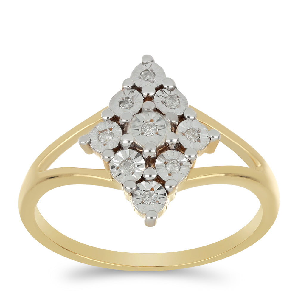 Goldplattierter Silberring mit weißem Diamant