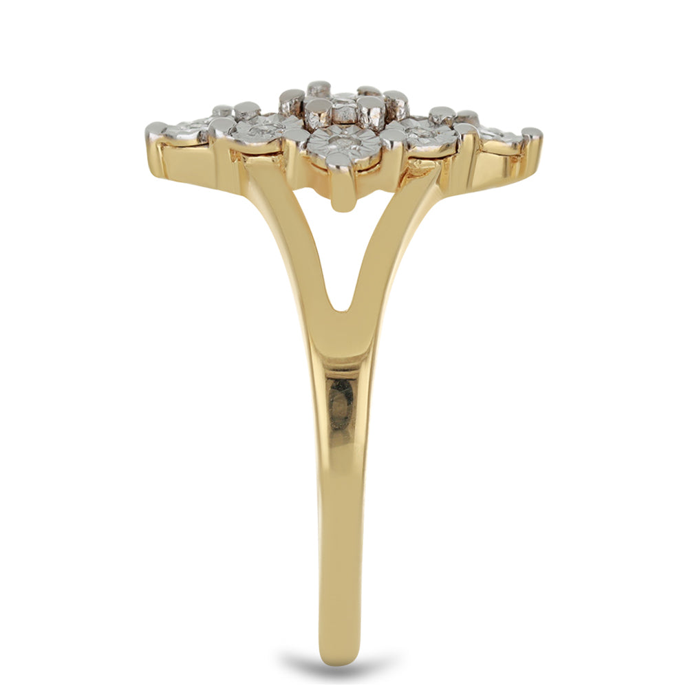 Goldplattierter Silberring mit weißem Diamant