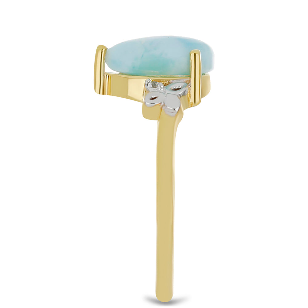 Goldplattierter Silberring mit Larimar und weißem Topas 4 