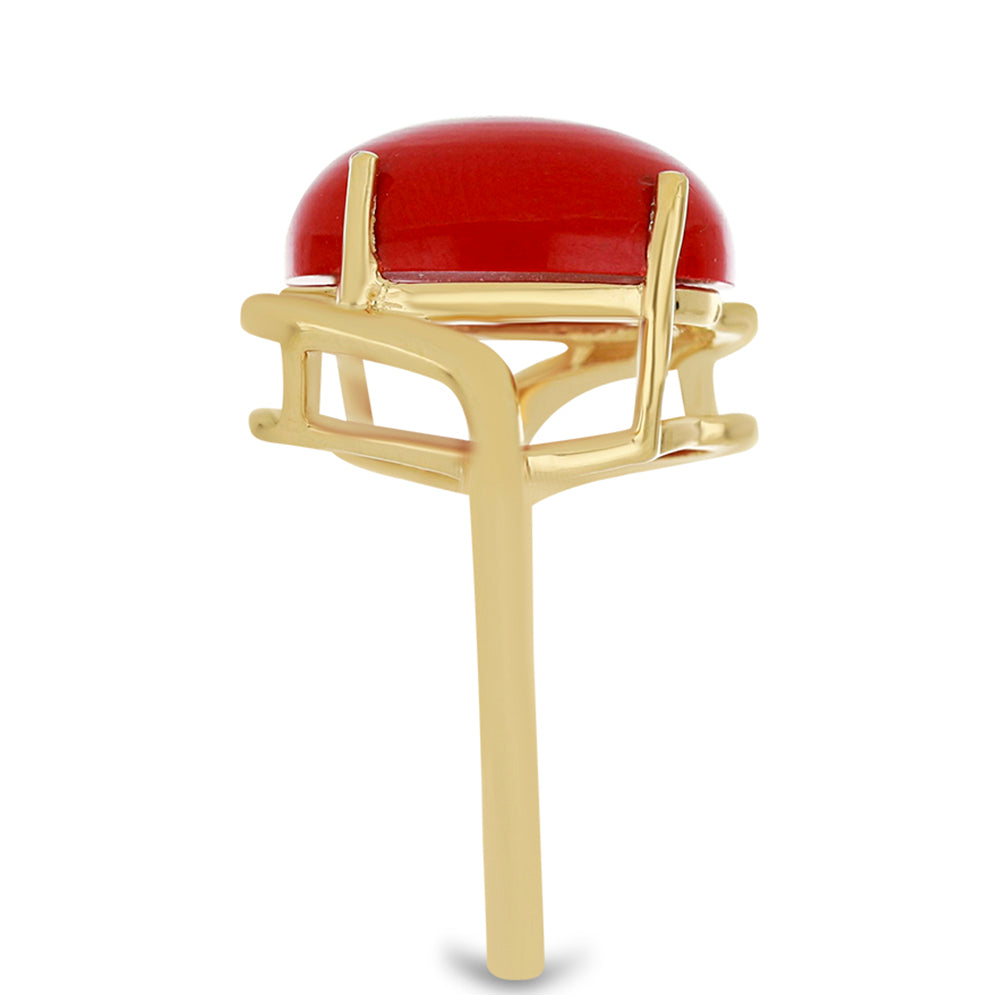 Goldplattierter Silberring mit roter Schwammkoralle 4 