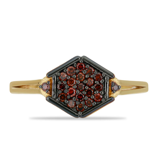 Goldplattierter Silberring mit rotem Diamant